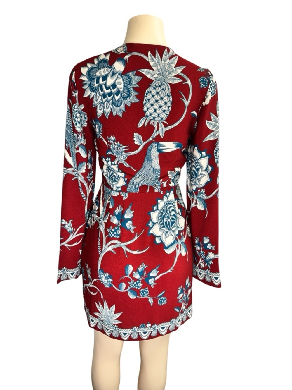 Farm rio .Tropical Landing Red Wrap Mini Dress - Picture 5 of 16